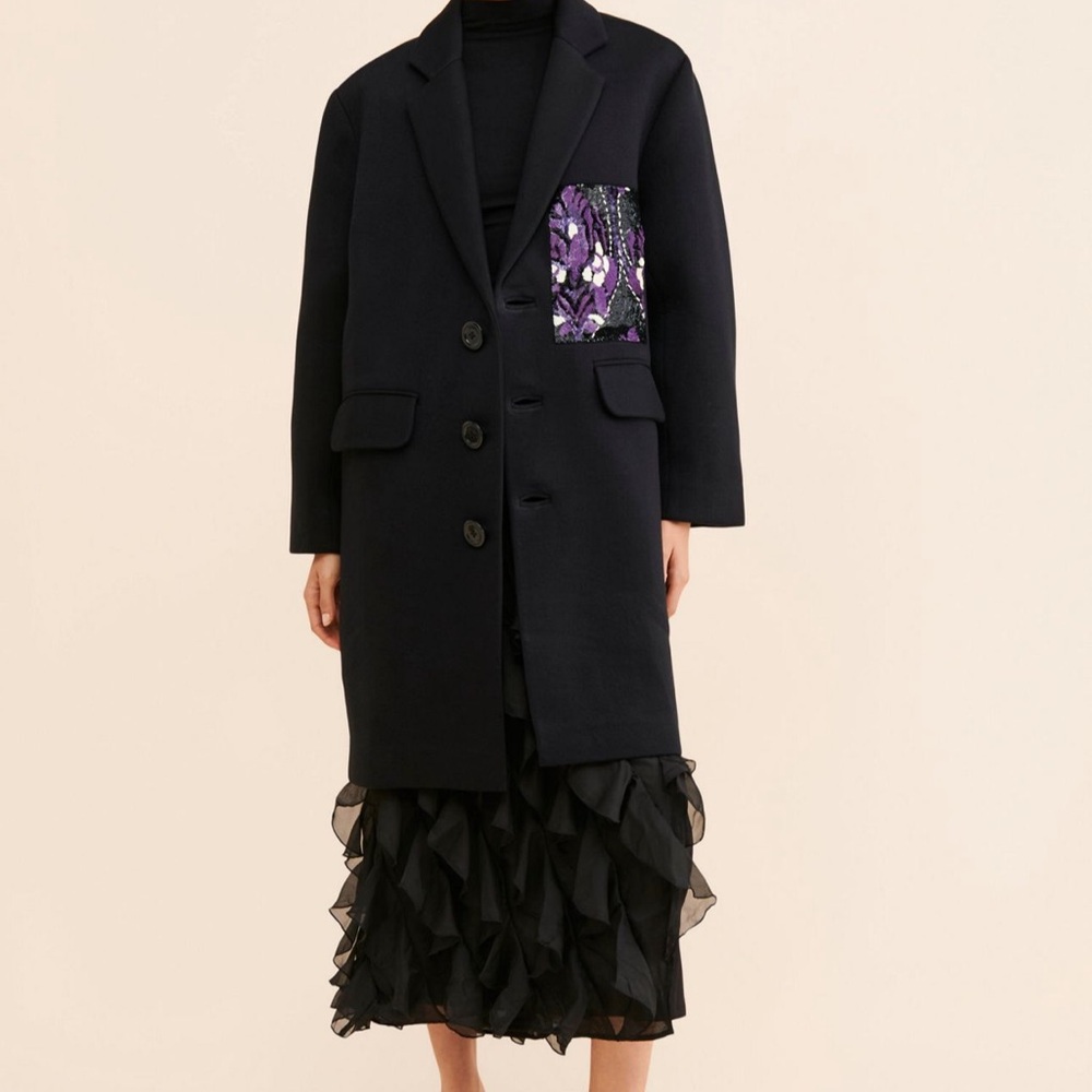 Dhruv Kapoor black coat with sequin detail. - Picture 3 of 6